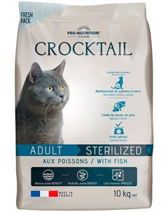 Crocktail Adult Sterilised Fish для взрослых кастрированных котов и стерилизованных кошек с рыбой 10 Flatazor