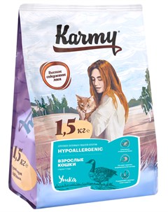 Hypoallergenic гипоаллергенный для взрослых кошек с уткой 0 4 кг Karmy