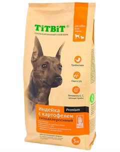 Беззерновой для взрослых собак всех пород с индейкой и картофелем 13 кг Titbit