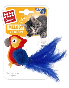Игрушка для кошек Melody Chaser Попугай со звуковым чипом 12 см 1 шт Gigwi
