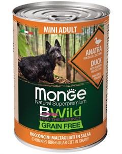 Bwild Adult Dog Mini Grain Free беззерновые для взрослых собак маленьких пород с уткой тыквой и каба Monge