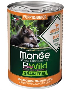Bwild Puppy Junior Grain Free беззерновые для щенков с уткой тыквой и кабачками 400 гр Monge