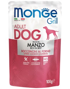 Grill Pouch Dog для взрослых собак с говядиной 100 гр Monge