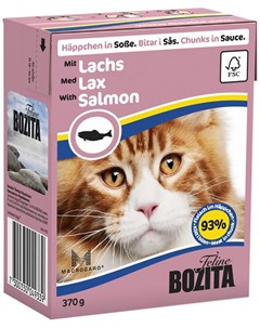 Chunks In Sauce Salmon для кошек и котят с лососем в соусе 370 гр х 16 шт Bozita