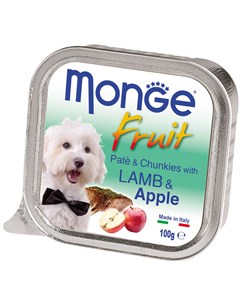 Fruit Dog для взрослых собак паштет с ягненком и яблоком 100 гр х 32 шт Monge