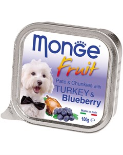 Fruit Dog для взрослых собак паштет с индейкой и черникой 100 гр х 32 шт Monge