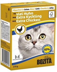 Chunks In Jelly Chicken для кошек и котят с рубленой курицей в желе 370 гр х 16 шт Bozita