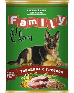 Family для взрослых собак с говядиной и гречкой 970 гр х 6 шт Clan