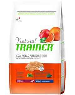 Natural Medium Adult Chicken Rice для взрослых собак средних пород с курицей и рисом 12 кг Trainer