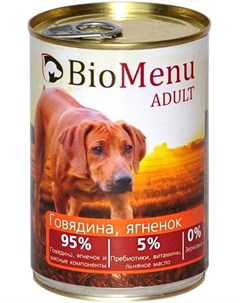 Adult для взрослых собак с говядиной и ягненком 410 гр Biomenu