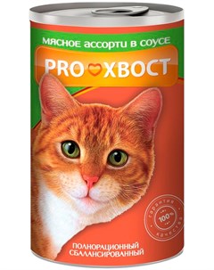 Для взрослых кошек с мясным ассорти в соусе 40332 415 гр Proхвост