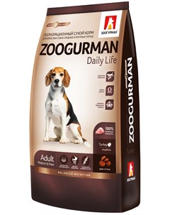 Zoogurman Daily Life для взрослых собак средних и крупных пород с индейкой 12 12 кг Зоогурман