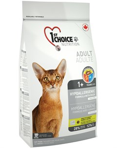 Cat Adult Hypoallergenic беззерновой для взрослых кошек при аллергии с уткой и картофелем 2 72 2 72  1st choice
