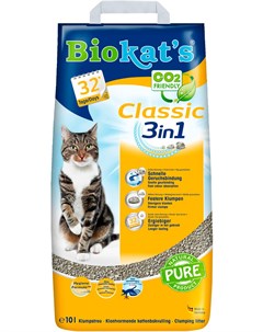 Classic 3 in 1 наполнитель комкующийся для туалета кошек 18 л Biokat's