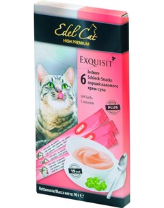 Лакомство для кошек крем суп для улучшения пищеварения с лососем 6 шт Edel cat