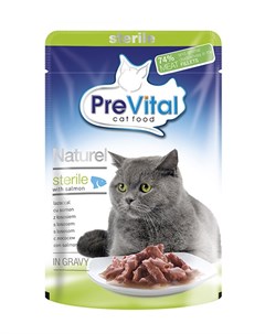 Naturel для взрослых кастрированных котов и стерилизованных кошек с лососем в соусе 85 гр Prevital