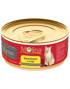 Для взрослых кошек с цыпленком и сыром в желе 80 гр Molina