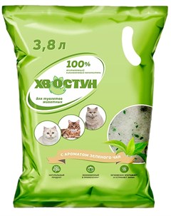 Наполнитель силикагелевый для туалета кошек с ароматом зеленого чая 3 8 л Хвостун