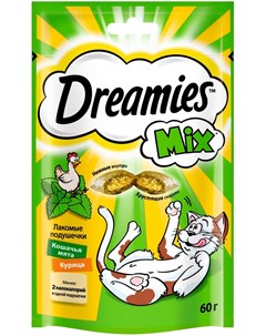 Лакомство Mix для кошек подушечки с курицей и мятой 60 гр Dreamies