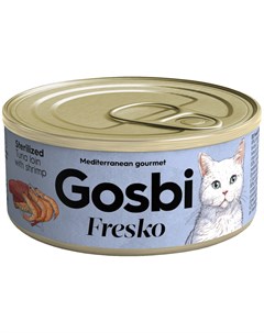 Fresko Cat Sterilized для взрослых кастрированных котов и стерилизованных кошек с тунцом и креветкам Gosbi