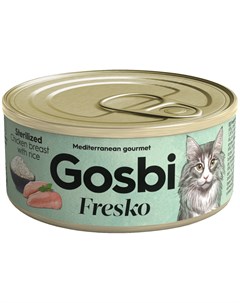 Fresko Cat Sterilized для взрослых кастрированных котов и стерилизованных кошек с курицей и рисом 70 Gosbi