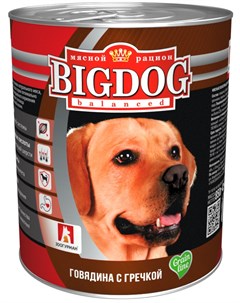 Big Dog для взрослых собак с говядиной и гречкой 850 гр Зоогурман