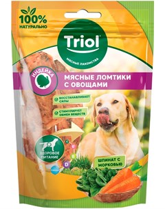 Лакомство для собак ломтики мясные с индейкой морковью и шпинатом 70 гр 1 шт Триол