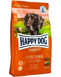 Supreme Toscana Sensible Nutrition для взрослых собак всех пород при аллергии с уткой и лососем 1 кг Happy dog
