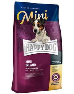 Supreme Mini Irland для взрослых собак маленьких пород при аллергии с лососем и кроликом 4 кг Happy dog