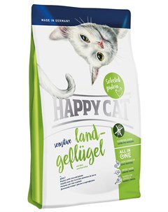 Sensitive Adult Land geflugel для взрослых кошек при аллергии с птицей рисом и картофелем 1 4 кг Happy cat