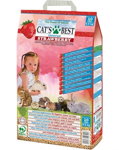 Universal Strawberry Кэтс Бэст Клубника наполнитель древесный впитывающий ароматизированный для живо Cat's best