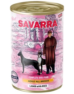 Монобелковые для взрослых собак всех пород с ягненком и рисом 395 гр Savarra