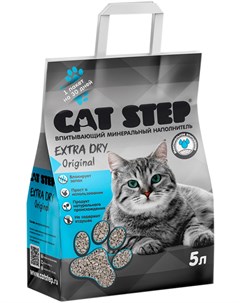 Extra Dry Original Кэт степ наполнитель впитывающий минеральный для туалета кошек 5 л Cat step