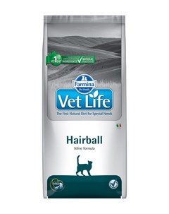 Vet Life Feline Hairball для взрослых кошек для вывода шерсти 2 кг Farmina