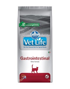 Vet Life Feline Gastrointestinal для взрослых кошек при заболеваниях желудочно кишечного тракта 2 кг Farmina