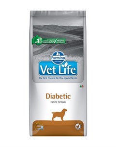 Vet Life Canin Diabetic для взрослых собак при сахарном диабете 12 кг Farmina
