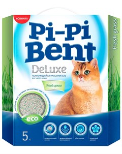 Deluxe Fresh Grass наполнитель комкующийся для туалета кошек ДеЛюкс с ароматом трав 5 кг Pi-pi bent