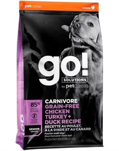 Solutions Carnivore беззерновой для пожилых собак всех пород 4 вида мяса с индейкой курицей лососем  @go