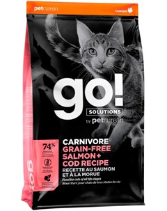 Solutions Carnivore беззерновой для кошек и котят с лососем и треской 1 4 1 4 кг @go
