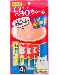 Лакомство Ciao для кошек крем суп с иваси и желтоперым тунцом 56 гр 1 шт Inaba