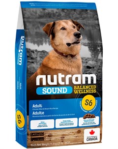 Sound Balanced Wellness S6 Dog Adult для взрослых собак всех пород с курицей и коричневым рисом 2 кг Nutram