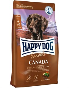 Supreme Canada Sensible Nutrition для взрослых собак всех пород при аллергии с лососем кроликом ягне Happy dog
