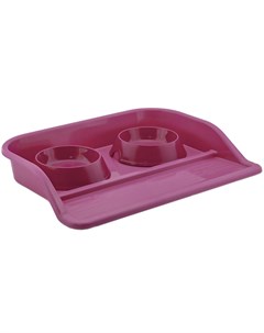 Поднос с мисками для собак и кошек пластиковый фиолетовый 2 х 0 2 л 1 шт Дарэлл