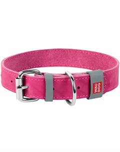 Ошейник кожаный для собак одинарный розовый 25 мм 38 49 см Waudog Classic 1 шт Collar