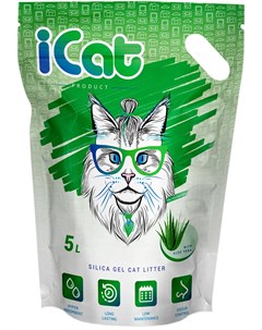 Aloe наполнитель силикагелевый для туалета кошек с ароматом алоэ вера 5 л Icat