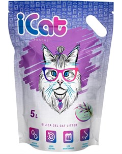 Lavander наполнитель силикагелевый для туалета кошек с ароматом лаванды 5 л Icat
