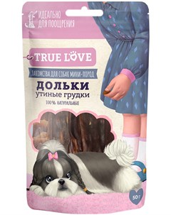 Лакомство True Love для собак маленьких пород дольки из утиных грудок 50 гр 1 шт Green qzin