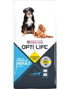 Opti Life Light Adult Medium Maxi диетический для взрослых собак средних и крупных пород с курицей и Versele-laga