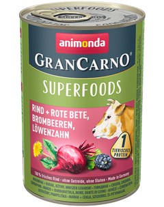 Gran Carno Superfoods Adult Rind Rote Bete Brombeeren Lowenzahn для взрослых собак с говядиной свекл Animonda