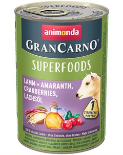 Gran Carno Superfoods Adult Lamm Amaranth Cranberries Lachsol для взрослых собак с ягненком амаранто Animonda
